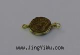 NGC5606 15mm - 16mm coin plated druzy quartz connectors wholesale
