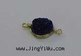 NGC5609 15mm - 16mm coin plated druzy quartz connectors wholesale