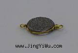 NGC5616 15*20mm oval plated druzy quartz connectors wholesale