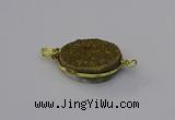 NGC5617 15*20mm oval plated druzy quartz connectors wholesale