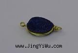 NGC5620 15*20mm oval plated druzy quartz connectors wholesale
