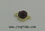 NGC5782 12mm coin plated druzy agate connectors wholesale