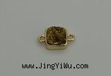 NGC5789 10*10mm square plated druzy agate connectors wholesale