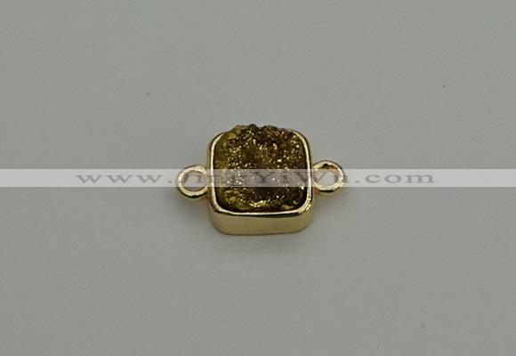 NGC5789 10*10mm square plated druzy agate connectors wholesale