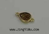NGC5799 10*14mm flat teardrop plated druzy agate connectors