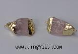 NGC583 18*25mm - 22*30mm nuggets rose quartz gemstone connectors