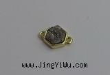 NGC5850 12*12mm hexagon plated druzy agate connectors wholesale