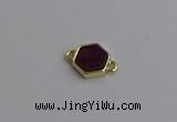 NGC5852 12*12mm hexagon plated druzy agate connectors wholesale