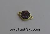 NGC5853 12*12mm hexagon plated druzy agate connectors wholesale