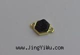 NGC5857 12*12mm hexagon plated druzy agate connectors wholesale