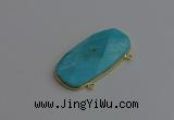 NGC5878 27*52mm faceted oval white howlite turquoise connectors
