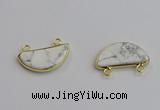 NGC5885 13*26mm moon white howlite turquoise connectors