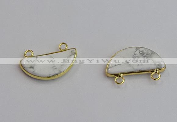 NGC5885 13*26mm moon white howlite turquoise connectors