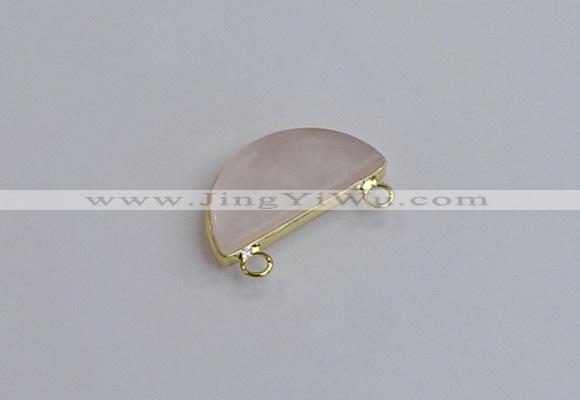 NGC5901 13*26mm moon rose quartz connectors wholesale