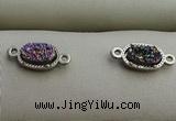 NGC6012 5*8mm oval plated druzy agate connectors wholesale