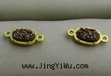 NGC6021 5*8mm oval plated druzy agate connectors wholesale