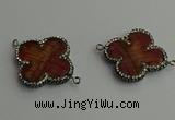NGC6541 35*35mm flower agate gemstone connectors wholesale