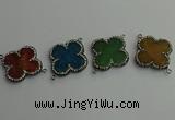NGC6545 35*35mm flower agate gemstone connectors wholesale