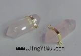 NGC665 10*35mm - 15*40mm faceted nuggets rose quartz connectors