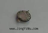 NGC6651 18*25mm faceted freeform rose quartz connectors