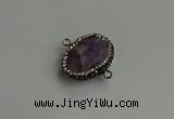 NGC6654 18*25mm faceted freeform amethyst connectors