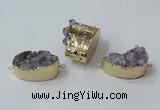 NGC687 15*28mm - 20*30mm freeform druzy amethyst connectors