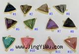 NGC7003 20*20mm faceted triangle plated druzy agate connectors