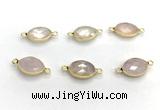 NGC7035 11*15mm faceted oval rose quartz connectors