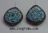 NGC7527 35*40mm - 38*45mm freeform turquoise connectors wholesale