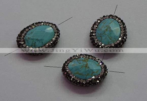 NGC7533 18*22mm - 20*25mm faceted oval turquoise connectors