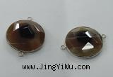NGC82 31mm flat round agate gemstone connectors wholesale
