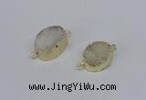 NGC858 15*20mm oval druzy agate gemstone connectors wholesale