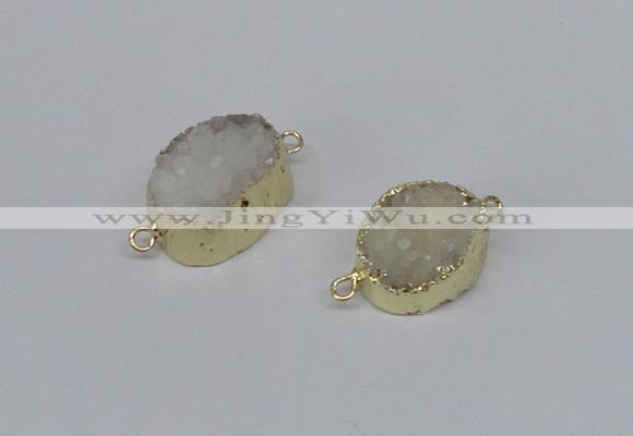 NGC858 15*20mm oval druzy agate gemstone connectors wholesale