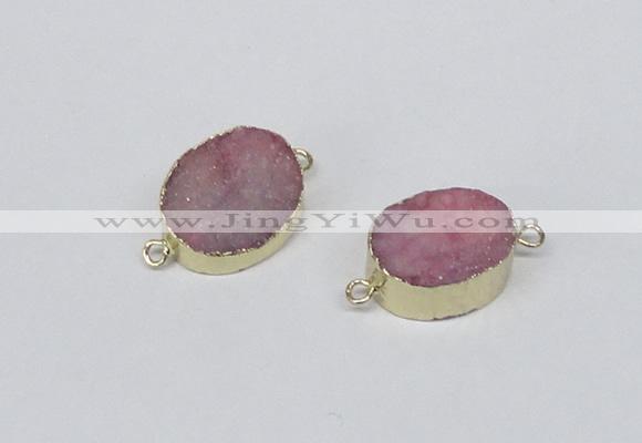 NGC860 15*20mm oval druzy agate gemstone connectors wholesale