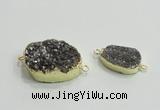 NGC868 15*25mm - 20*30mm freeform plated druzy agate connectors