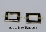 NGC872 30*40mm rectangle black agate gemstone connectors wholesale