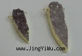 NGC990 10*25mm – 12*40mm freeform druzy agate connectors