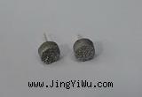 NGE215 8mm coin druzy agate gemstone earrings wholesale