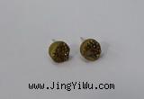 NGE216 8mm coin druzy agate gemstone earrings wholesale