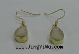NGE242 10*12mm teardrop druzy agate gemstone earrings wholesale