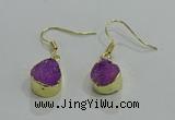 NGE244 10*12mm teardrop druzy agate gemstone earrings wholesale