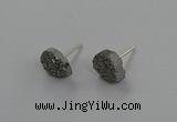 NGE294 5*8mm - 7*10mm freeform plated druzy agate earrings
