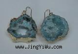 NGE31 30*35mm - 35*40mm freeform plated druzy agate earrings