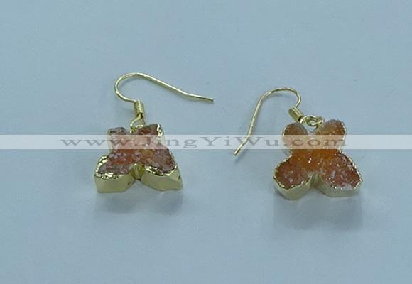 NGE354 10*14mm - 12*16mm butterfly druzy agate earrings wholesale