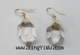 NGE43 12*20mm - 15*25mm faceted nuggets white crystal earrings