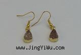 NGE5020 8*12mm teardrop druzy agate gemstone earrings wholesale