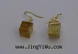 NGE5083 10*15mm cube citrine gemstone earrings wholesale