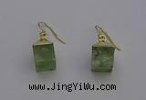NGE5090 10*15mm cube green rutilated quartz gemstone earrings wholesale