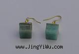 NGE5092 10*15mm cube amazonite gemstone earrings wholesale