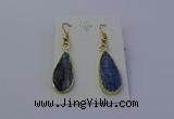 NGE5104 12*25mm flat teardrop blue kyanite earrings wholesale